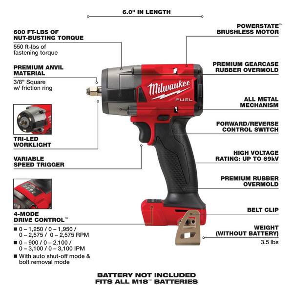 M18 FUEL 18V Lithium-Ion Brushless Cordless 1/2 in. and 3/8 in. Impact Wrench with Friction Ring (2-Tool)
