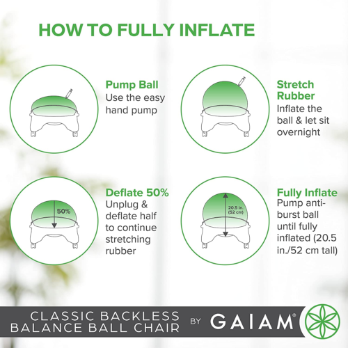 Gaiam Classic Backless Balance Ball Chair – Exercise Stability Yoga Ball Premium