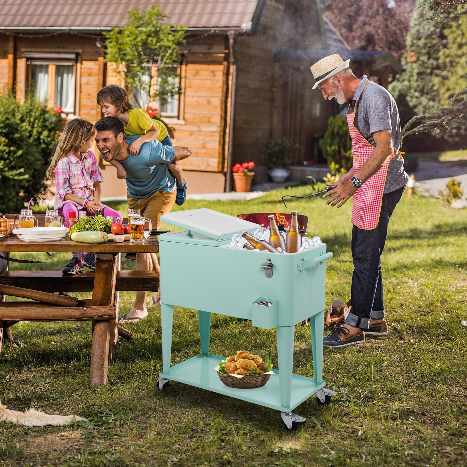 Zimtown Iron Spray Plastic with Tray Cooler with Shelf Green