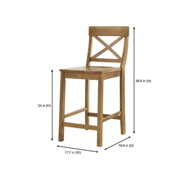 Cedarville Patina Oak Finish Counter Stools with Cross Back (Set of 2)