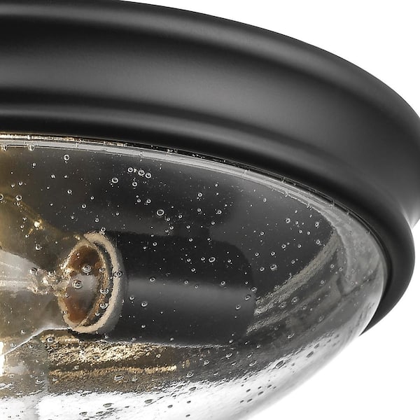 12 in. W 2-Light Matte Black Ceiling Fixture Flush Mount