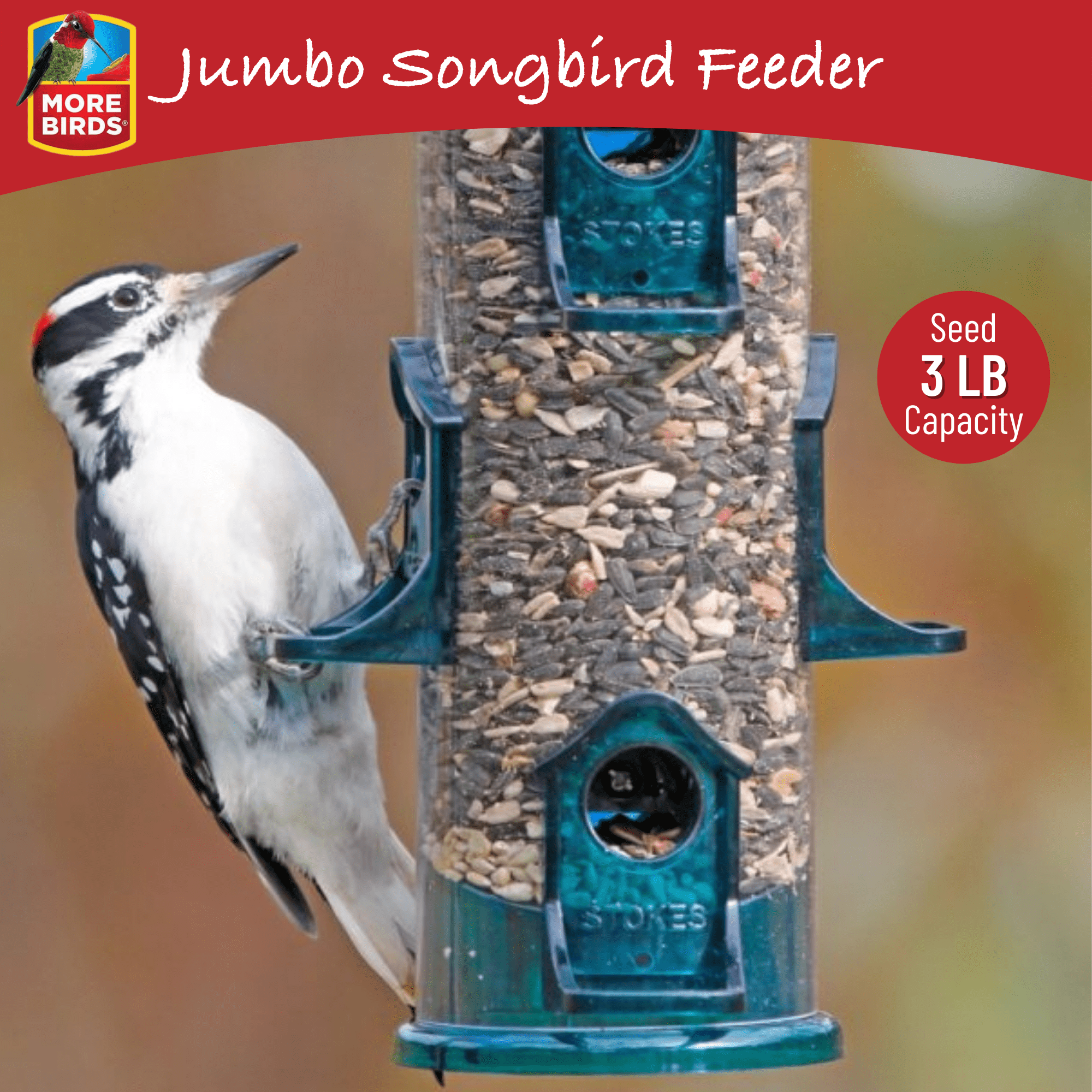 More Birds Jumbo Songbird Tube Feeder, 2.5 lb Capacity, Green