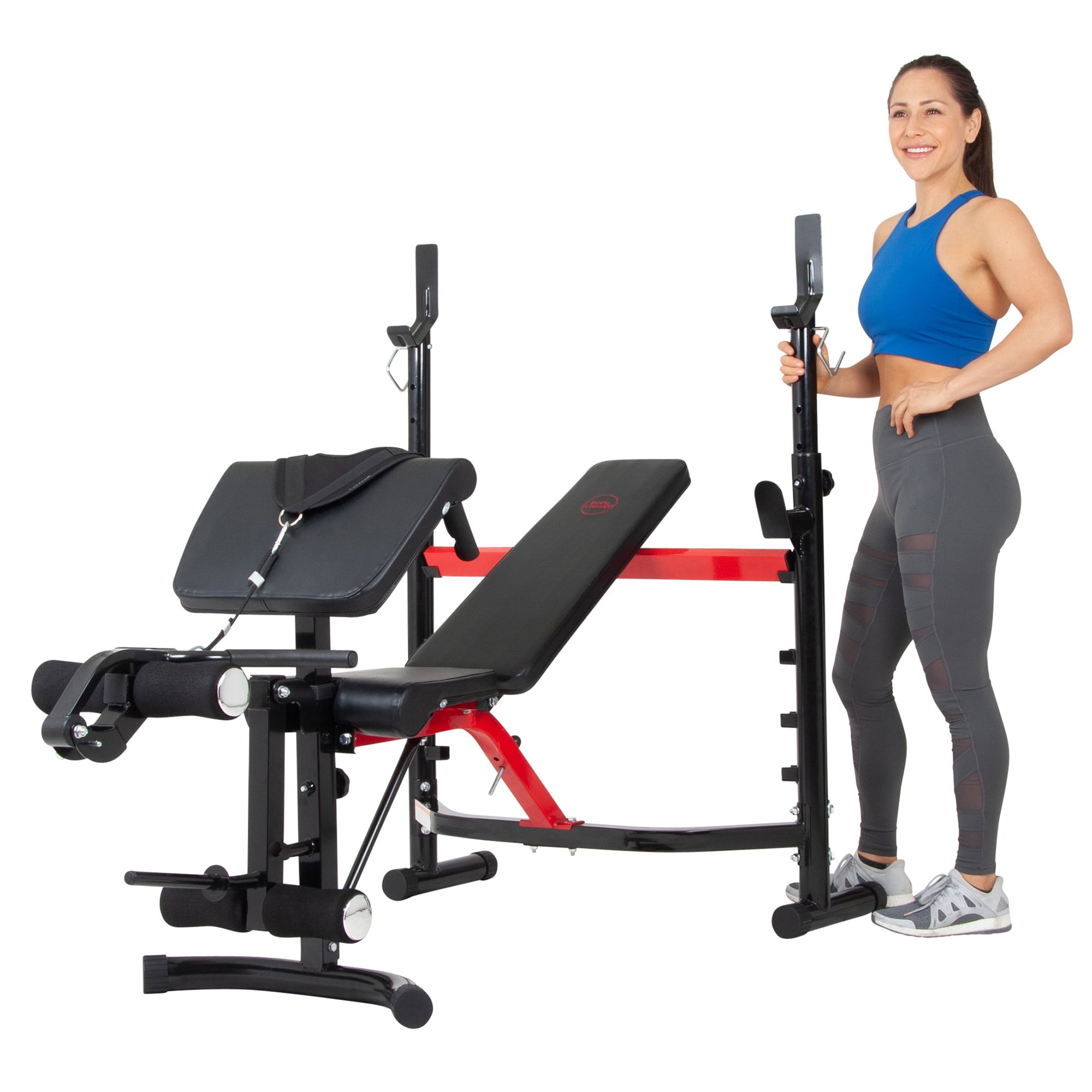 Body Champ BCB5268 Olympic Weight Bench with Arm Curl and Curl Bar Attachment, 300 Lbs. Weight Limit