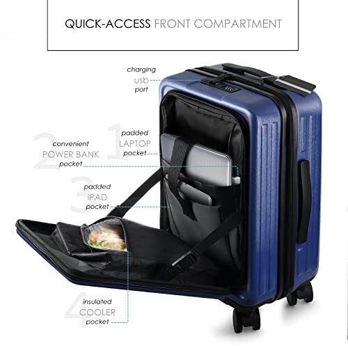 22 Inch Carry On Luggage 22x14x9 Airline Approved, Carry On Suitcase with Whe...