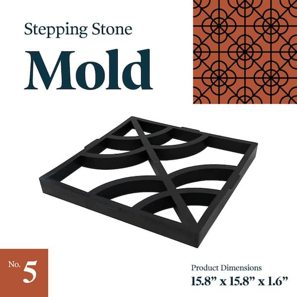 Concrete Stepping Stone Molds Reusable Plastic DIY Paver Pathway Maker for Gardens, Walkways, Outdoor Patios (Mold 5)