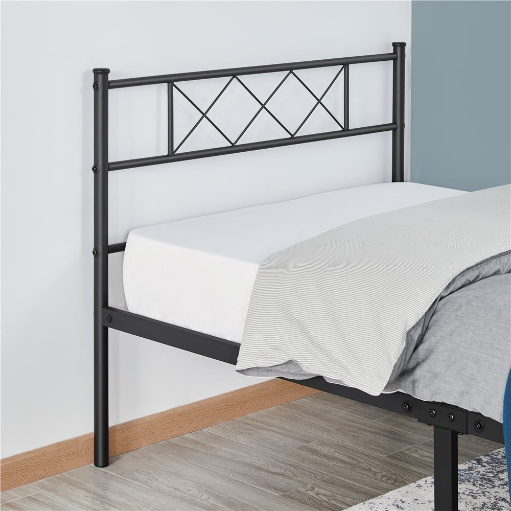 Topeakmart Metal Slatted Bed Frame with Headboard Footboard, Twin, Black