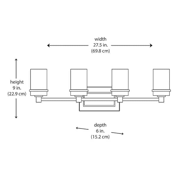 Fusion 27.5 in. 4-Light Brushed Nickel Bathroom Vanity Light Fixture with Frosted Glass Shades