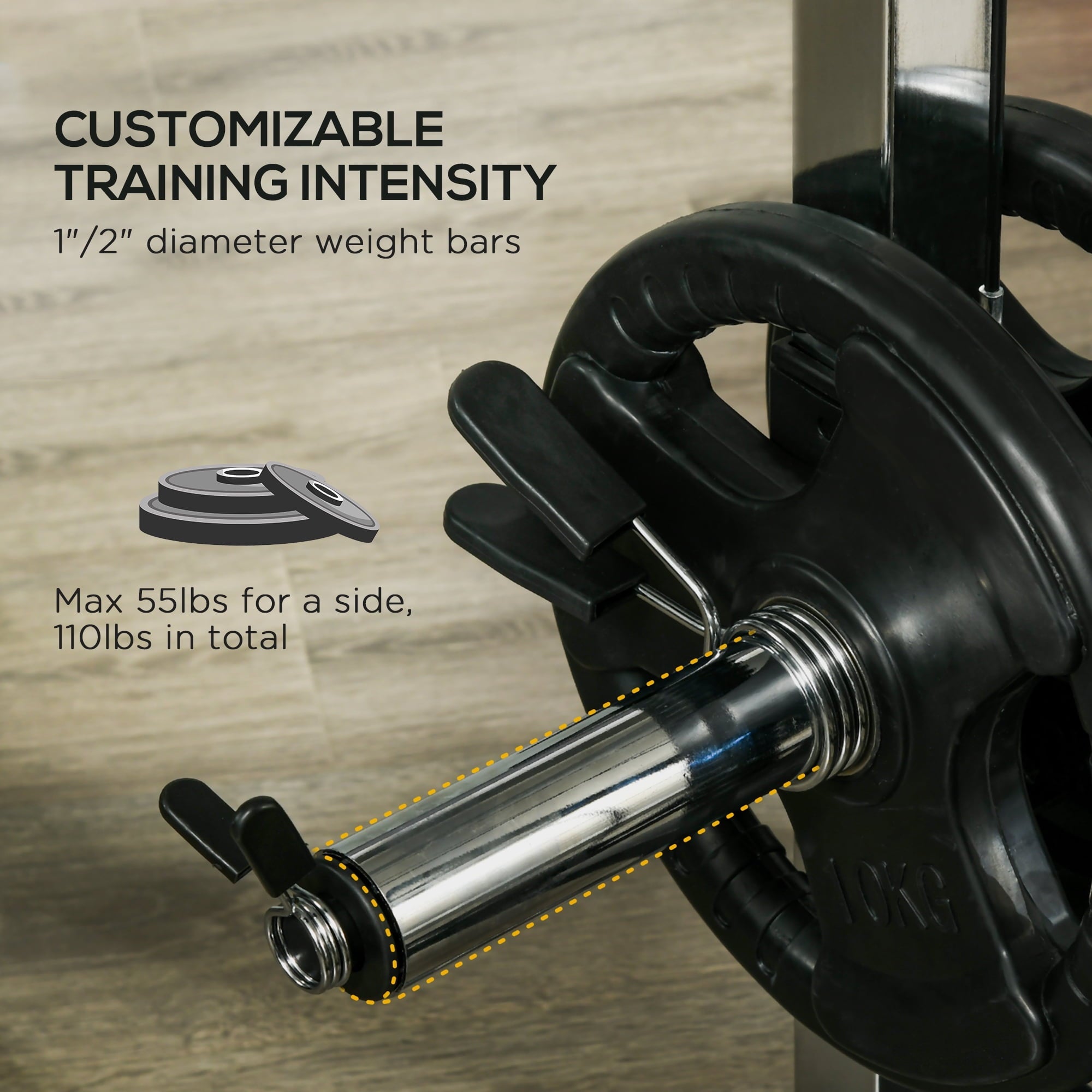 Soozier Power Cage with Pulley System, Squat Rack, Pull up / Push up Stand