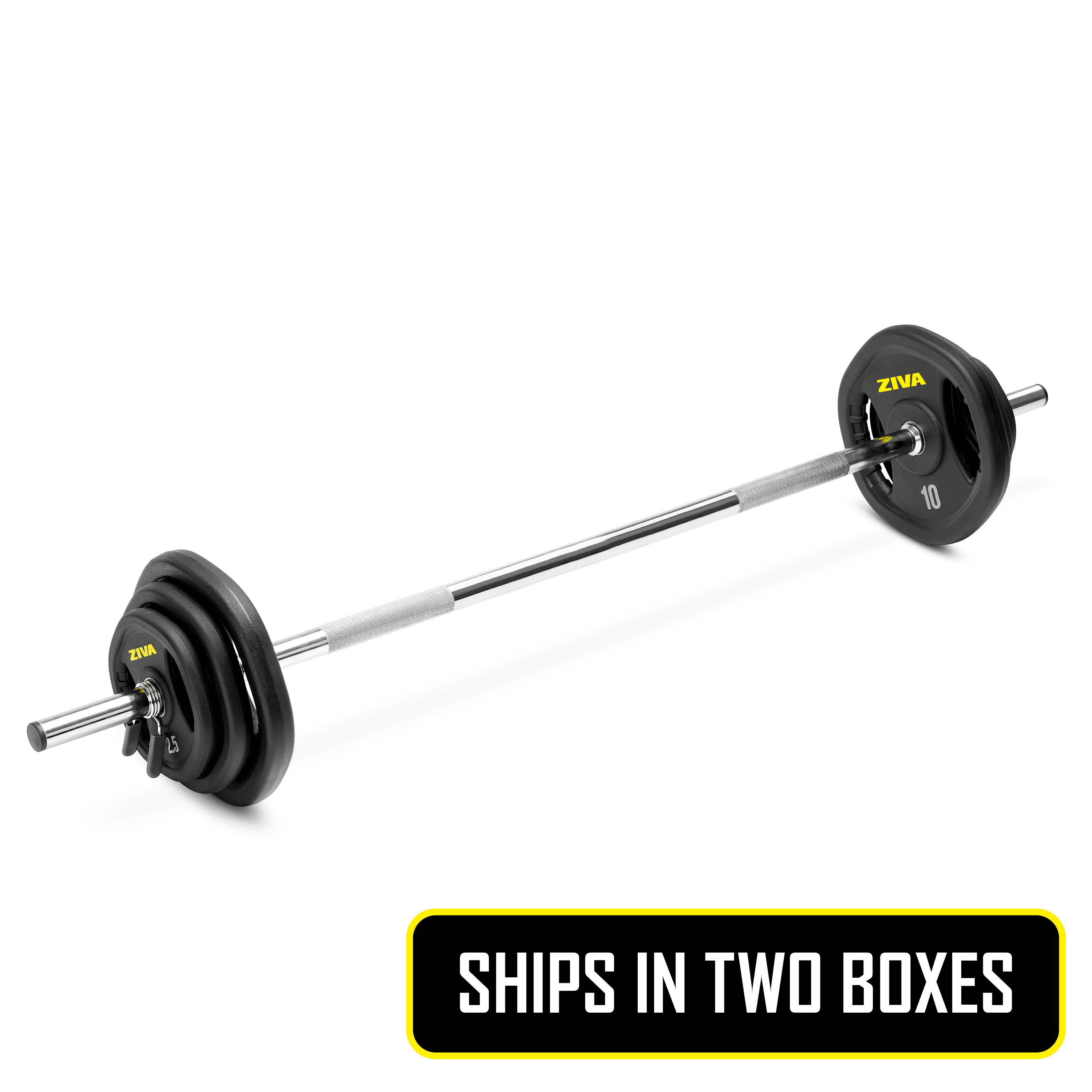 ZIVA RPU Studio Barbell Adjustable Weight Set - 6 High Grade RPU Coated Grip Plates (2 x 2.5lb, 2 x 5lb, 2 x 10lb) 1.18