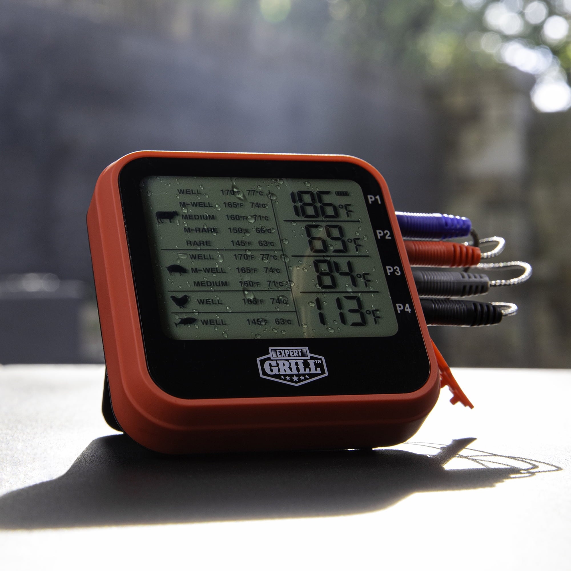 Expert Grill LCD Display Cooking Thermometer with 4 Temperature Probes