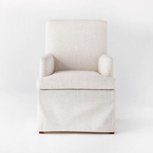 Upholstered Slipcover Dining Chair Cream Plywood Frame 100% Cotton