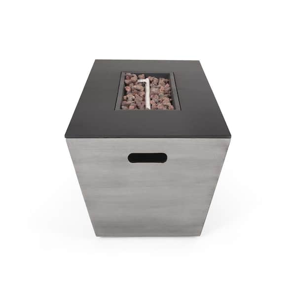 Warren Dark Gray and Black Rectangular Stone Fire Pit (No Tank Holder)