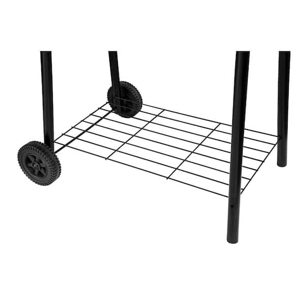 Charcoal Grill in Black with Offset Smoker and Side Table