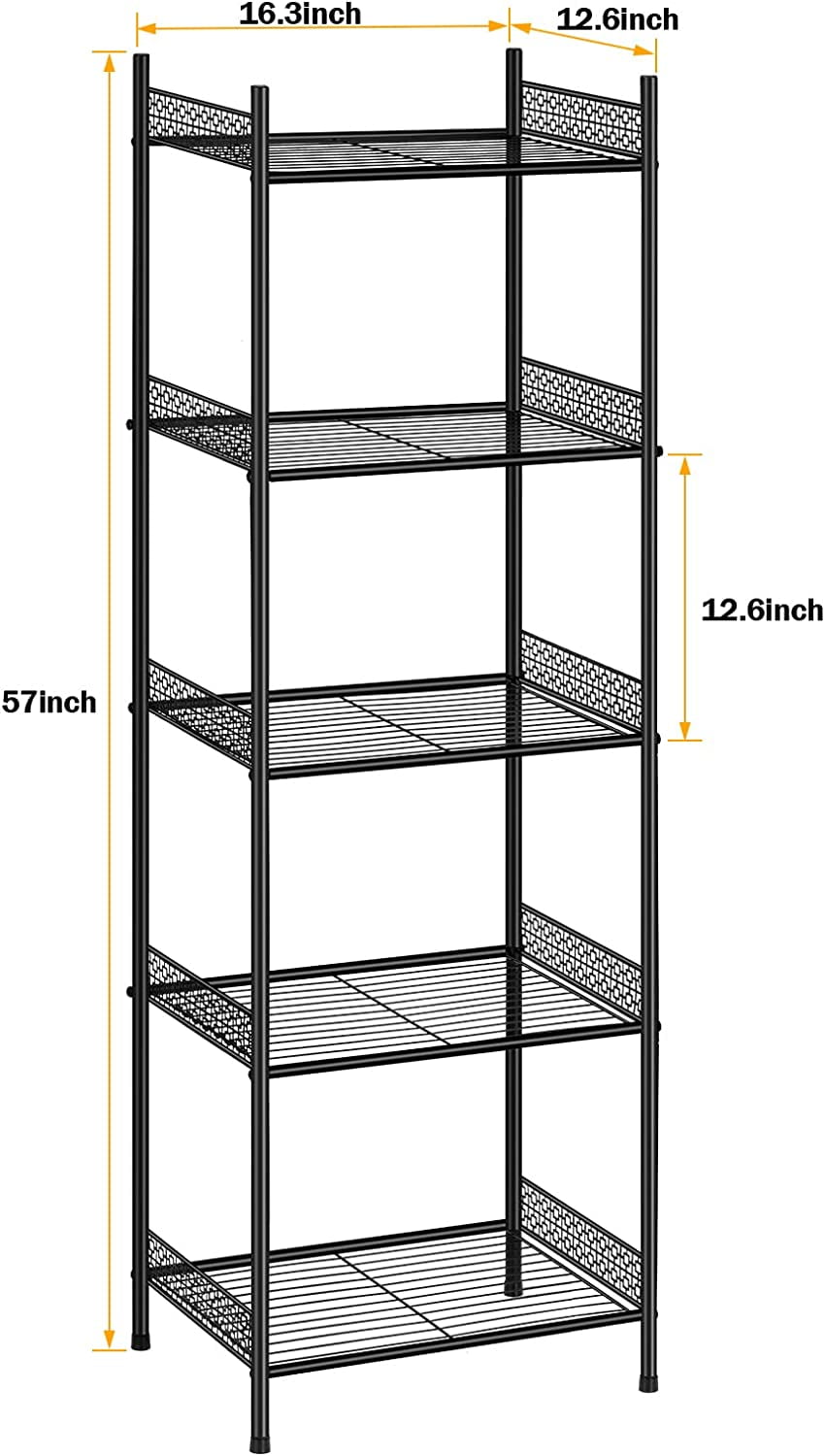 5 Tier Wire Shelving Unit Metal Storage Organizer Rack, Black