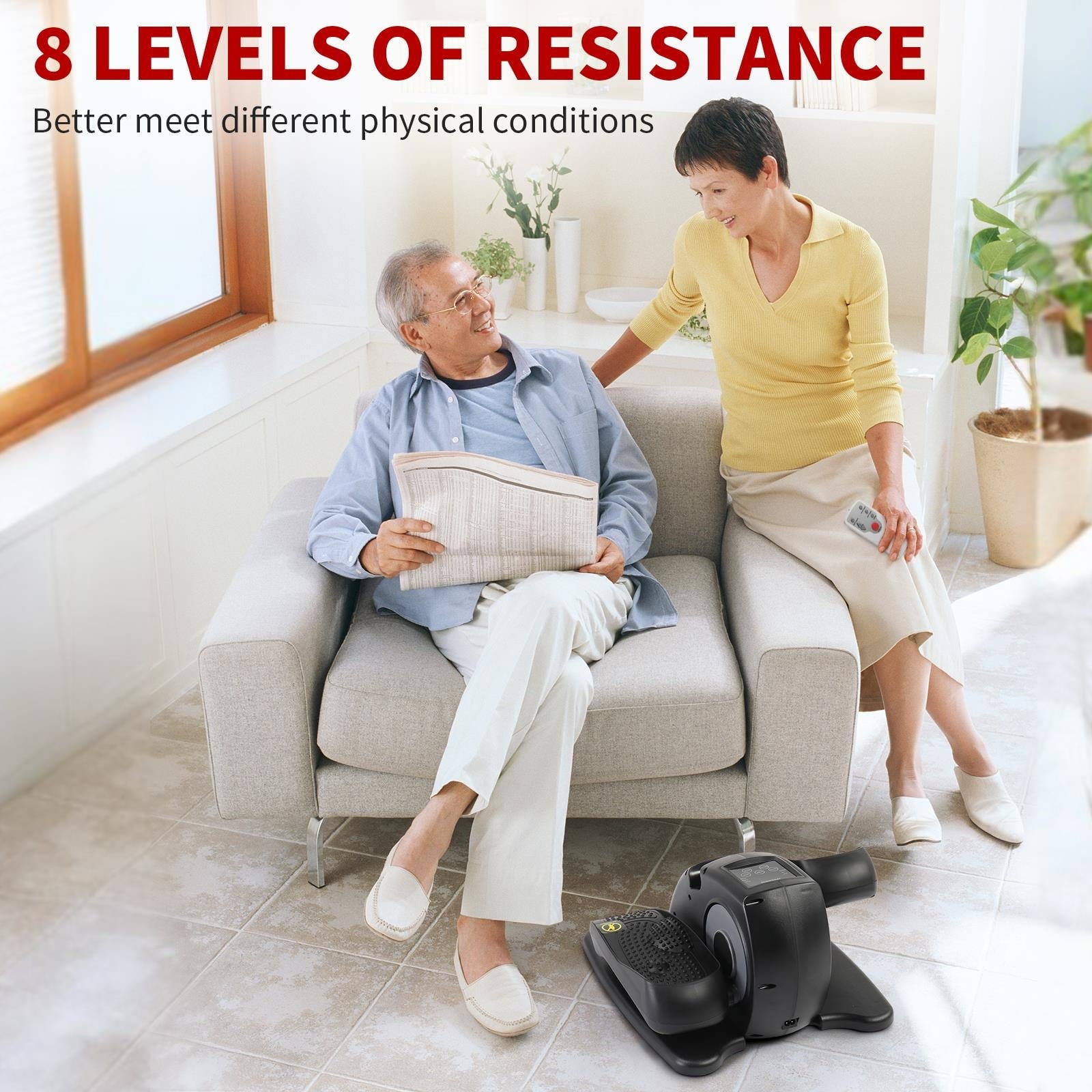 UBesGoo 50W Electric Elliptical Trainer Pedal, Mini Elliptical Trainers Exerciser, Black/Gray