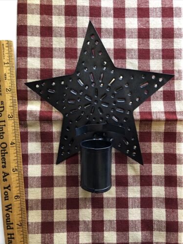 PUNCHED TIN STAR CHRISTMAS TREE TOPPER 5 1/2"" Tall x 4" Wide Primitive Country