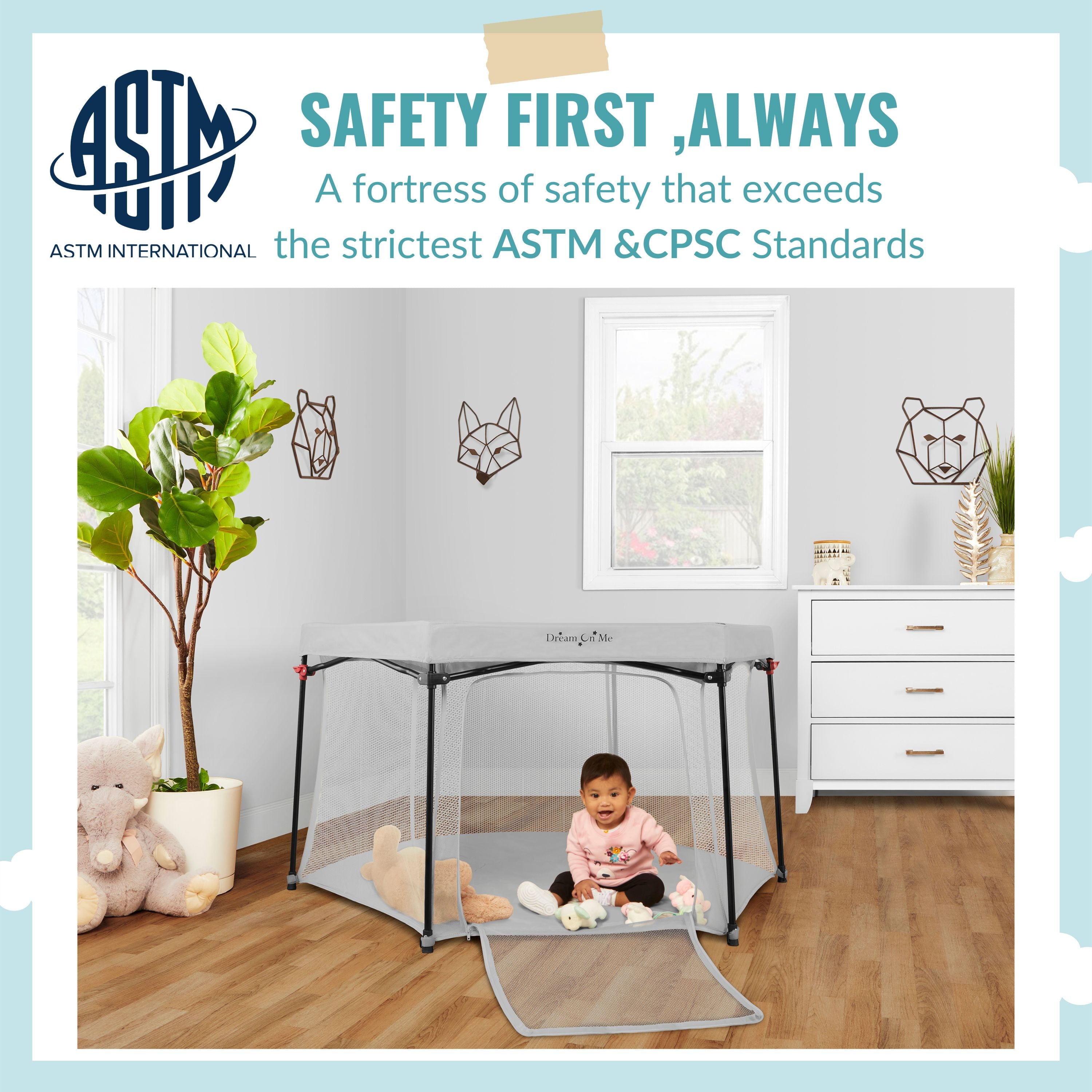 Dream on Me Onyx Playpen, Gray, Unisex