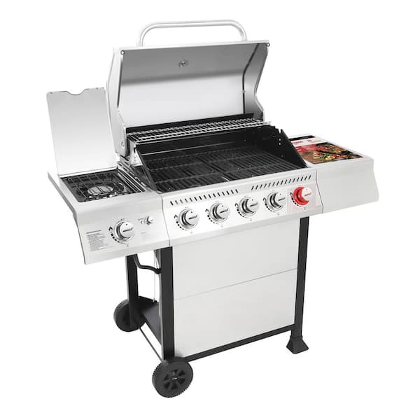 5-Burner Propane Gas Grill in Stainless Steel with Sear Burner and Side Burner