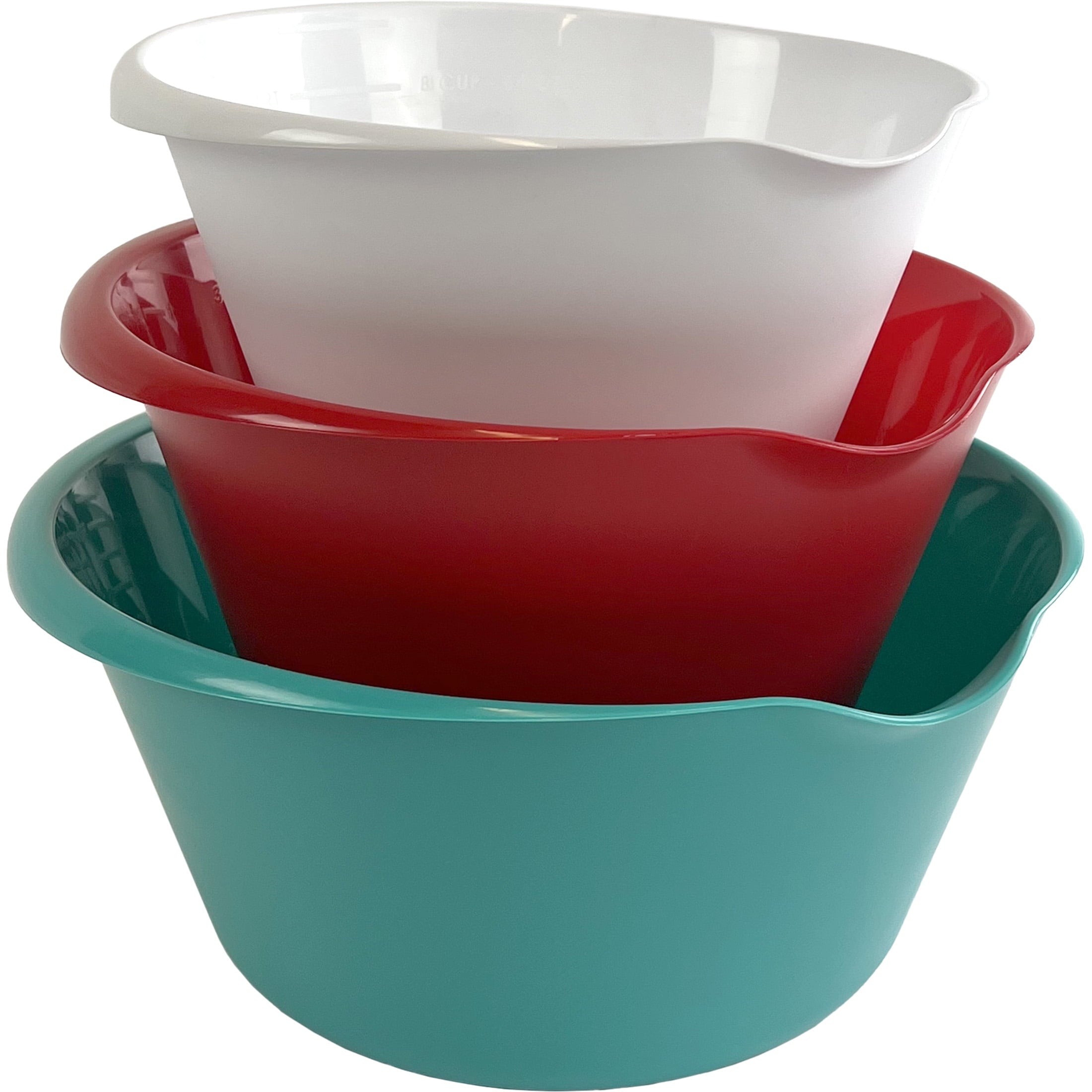 Mainstays 3 Piece Bowl Set Polypropylene Teal Red White