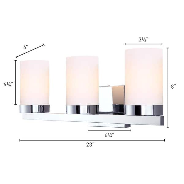 Milo 3-Light Chrome Bath Light