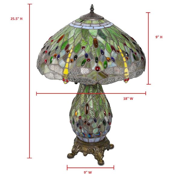 Tiffany Dragonfly 25 in. Bronze Table Lamp with Lit Base