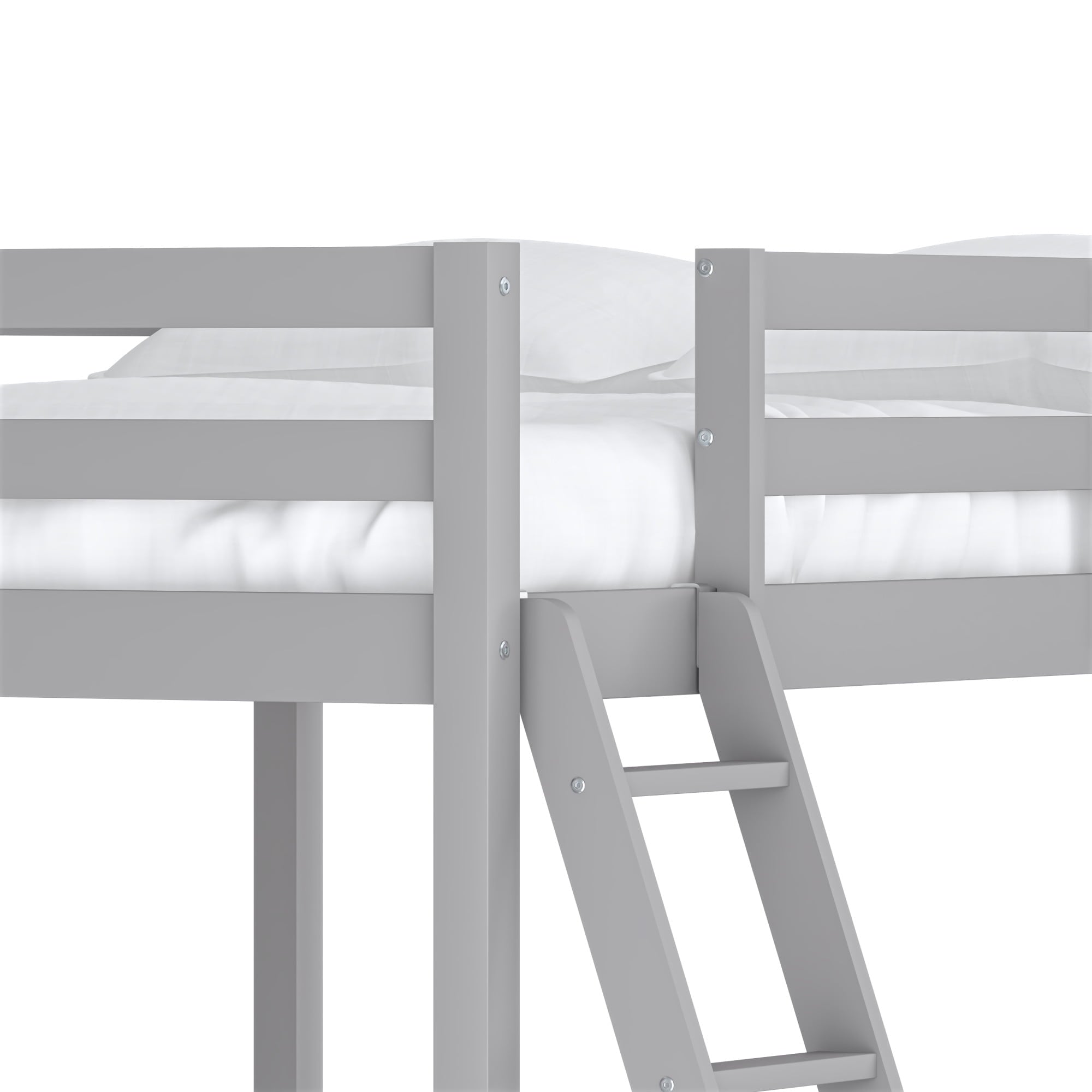 Hillsdale Campbell Wood Full Loft Bunk Bed with Ladder, up to 350 lbs Capacity, Gray