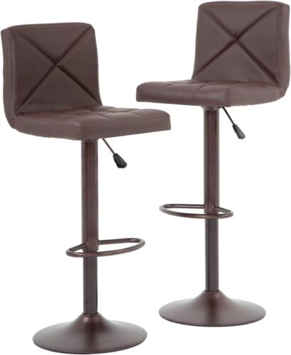 Bar Stools Set of 2 Counter Height Swivel Stool PU Leather Modern Height Stools