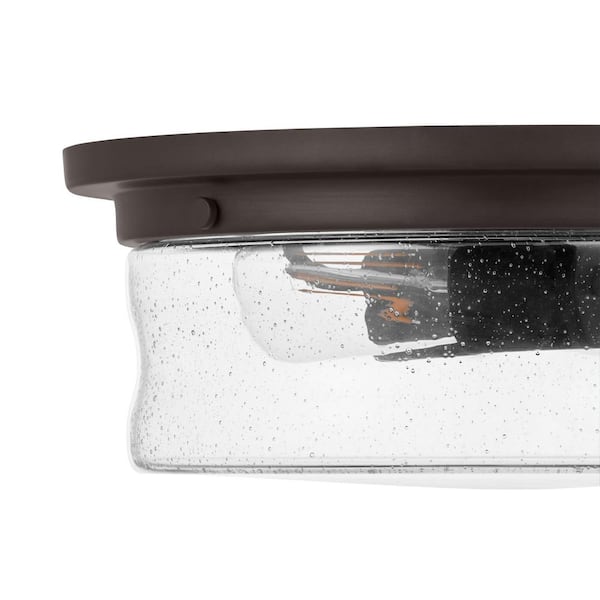 Silveroak 13 in. 2-Light Oil Rubbed Bronze Round Flush Mount Ceiling Light