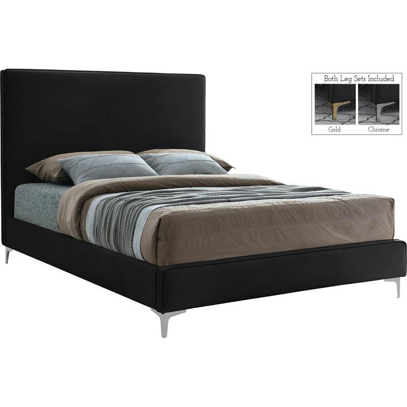 Meridian Furniture Geri Black Velvet Queen Bed