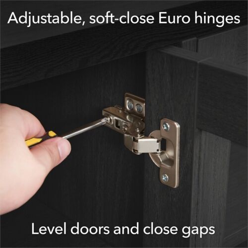 Henn&Hart 68" Black Grain/Glass Fireplace Insert TV Stand