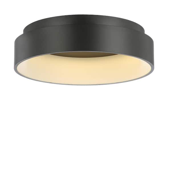 Ring 17.7 in. Black Integrated LED Metal Flush Mount Ceiling Light