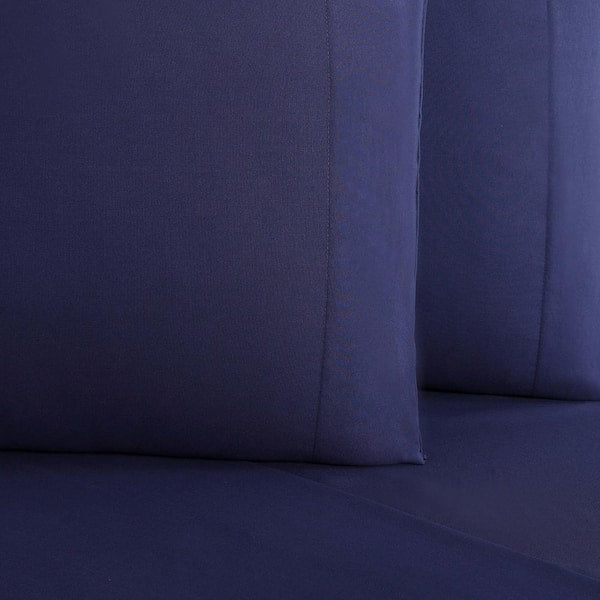 Navy 3-Piece Solid 180 Thread Count Microfiber Twin Sheet Set
