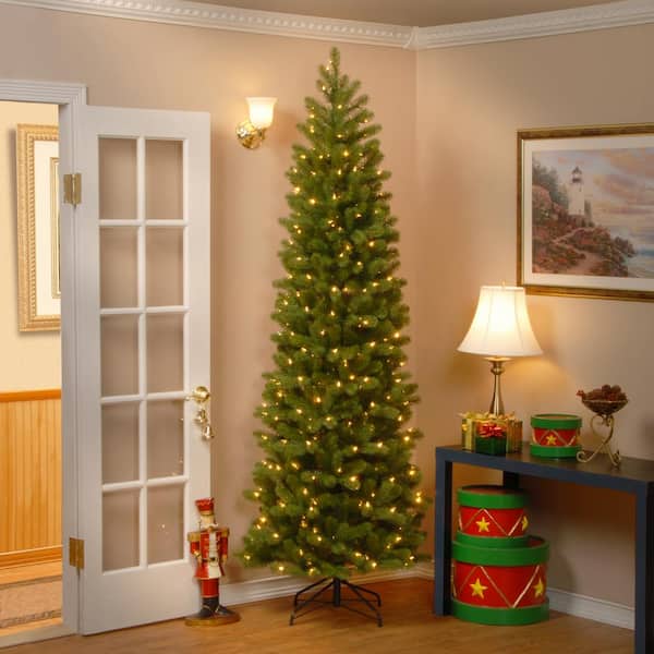 7-1/2 ft. Feel Real Down Swept Douglas Fir Pencil Slim Hinged Artificial Christmas Tree with 350 Clear Lights