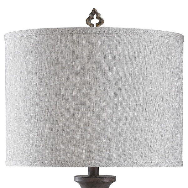 34.5 in. Vincent Gray Table Lamp with Gray Hardback Fabric Shade