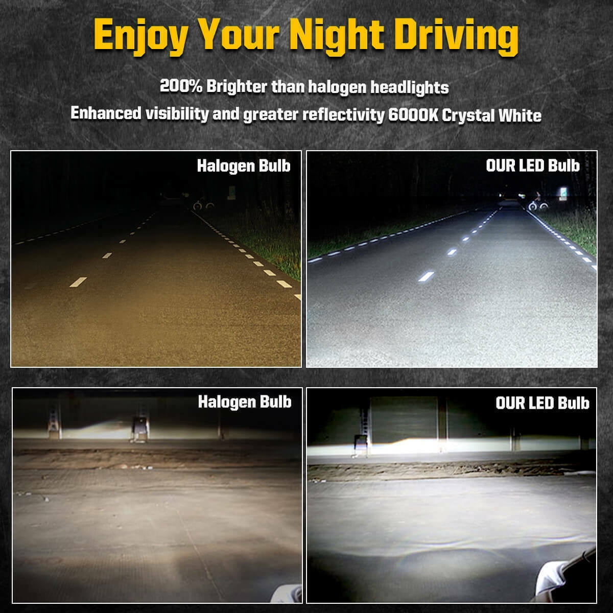 Lasfit 9005 LED Headlight Bulbs HB3 High Beam Halogen Replacement, 50W 5000LM 6000K White (Free 194 LED Bulbs) | 4 Bulbs