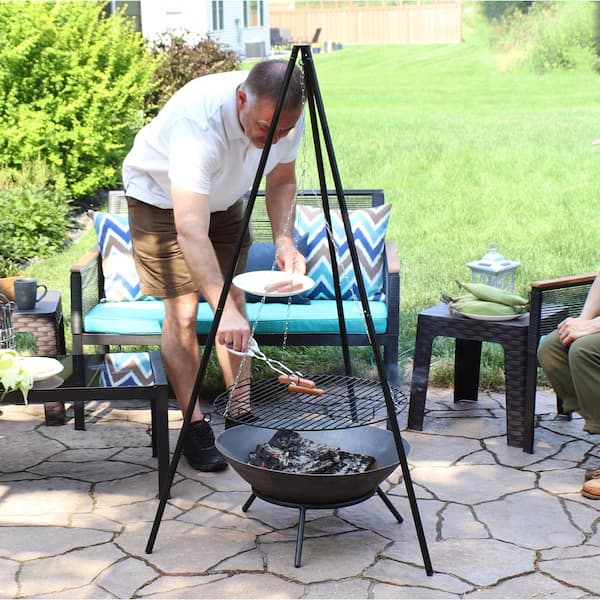 22 in. Tripod Outdoor Grilling Set with Cooking Grate