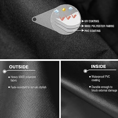 Tuyeho Grill Cover 65 x 30 x 46 inch 900D Heavy Duty Gas BBQ Cover w/Side Vel...