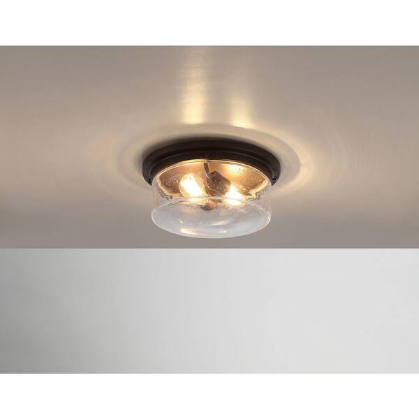 Silveroak 13 in. 2-Light Oil Rubbed Bronze Round Flush Mount Ceiling Light