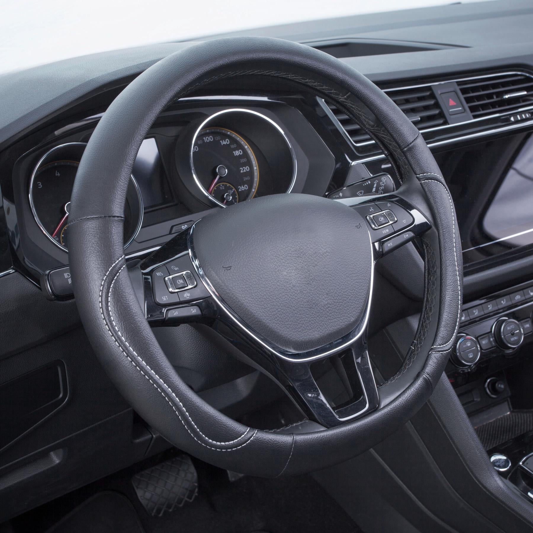 Auto Drive 1PC Steering Wheel Cover Country Black/White - Universal Fit