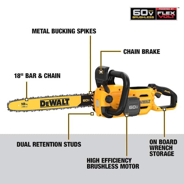 60V MAX 18in. Brushless Battery Powered Chainsaw, Tool Only