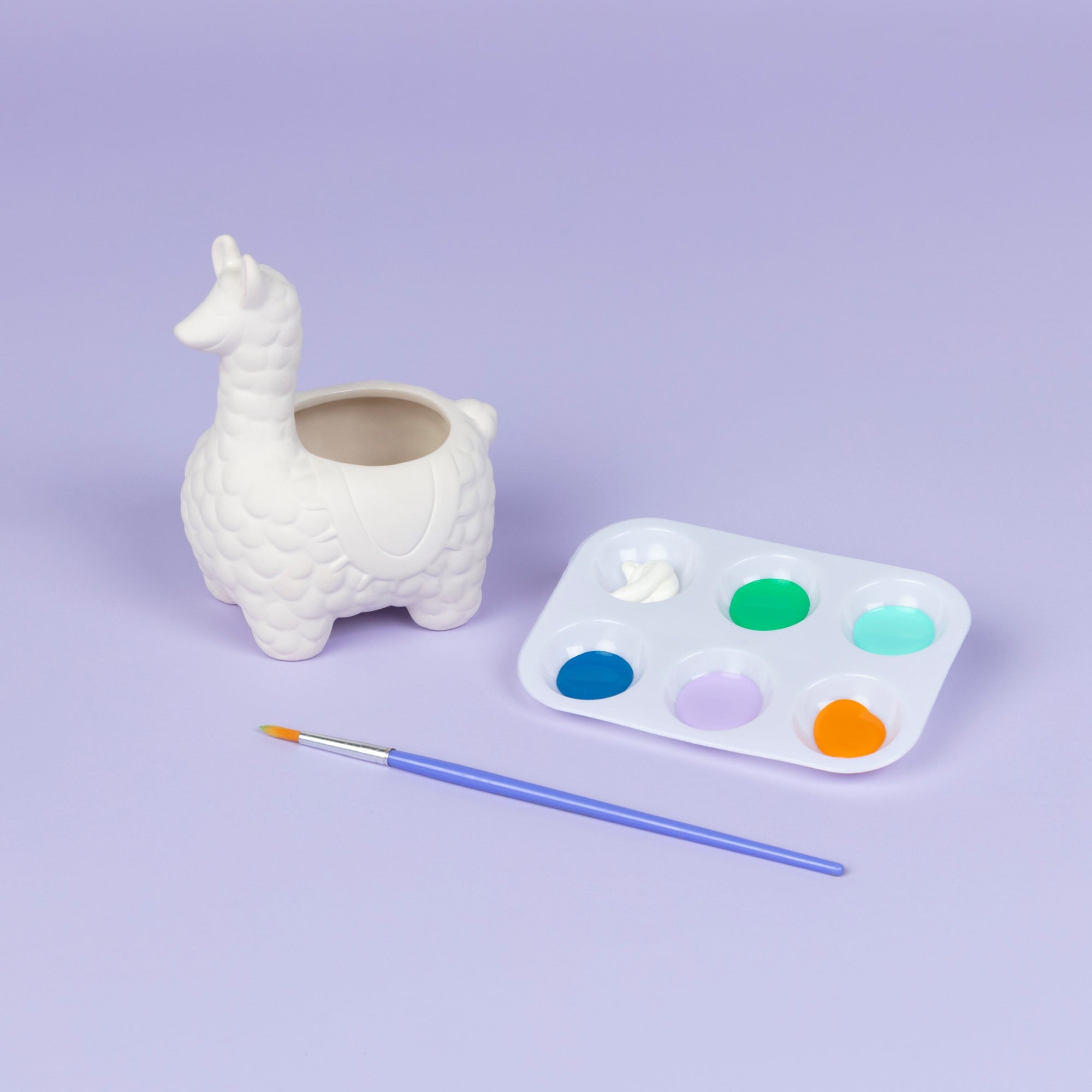 Create Basics Paintable Ceramic Llama Planter, White 5