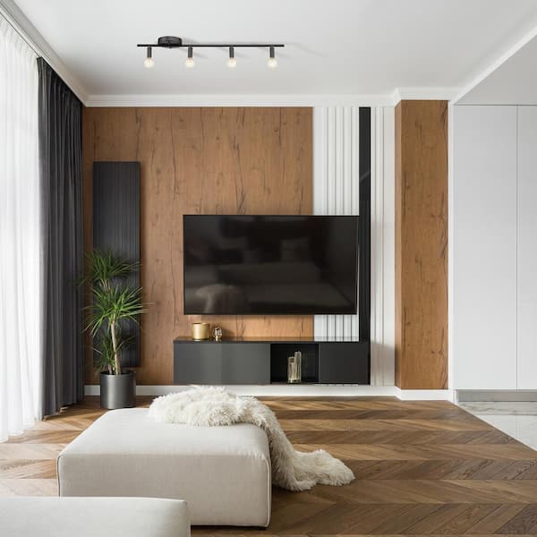 Monroe 2.36 ft. 4-Light Matte Black Slim Profile Fixed Track Lighting Kit