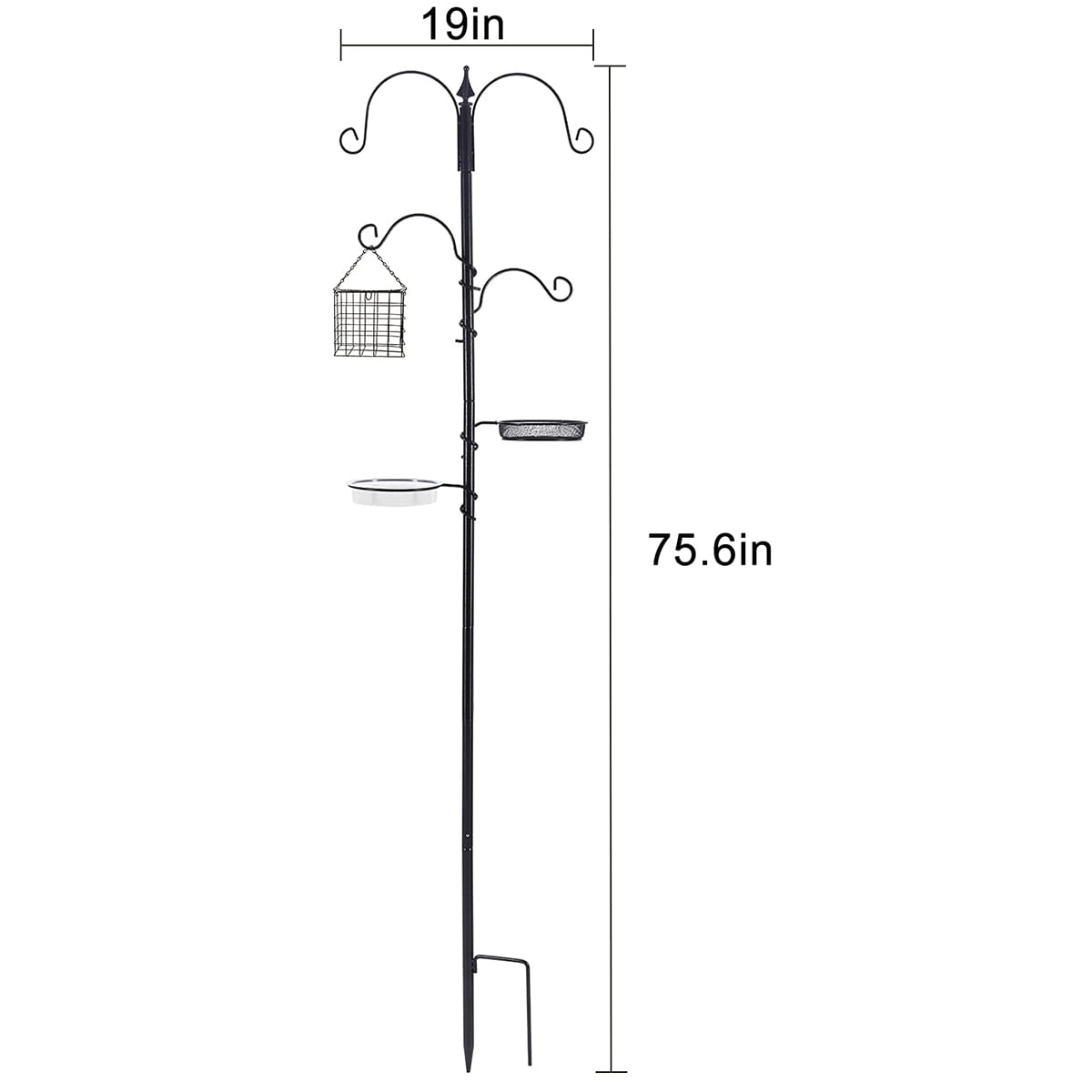 Urban Deco Bird Feeding Station Multi Feeder Hanging Kit with Suet Cage and Bird Bath Black 75.6 in Height