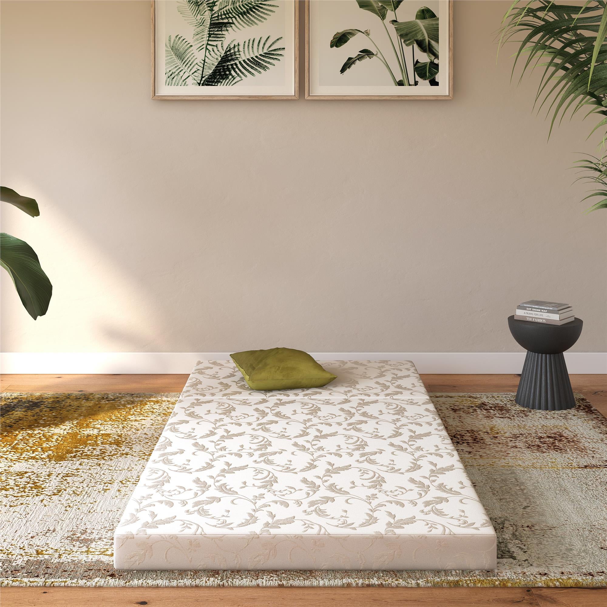 Aries 4-Inch Tri Folding Mattress with Carry Bag and Washable Cover, Twin Size