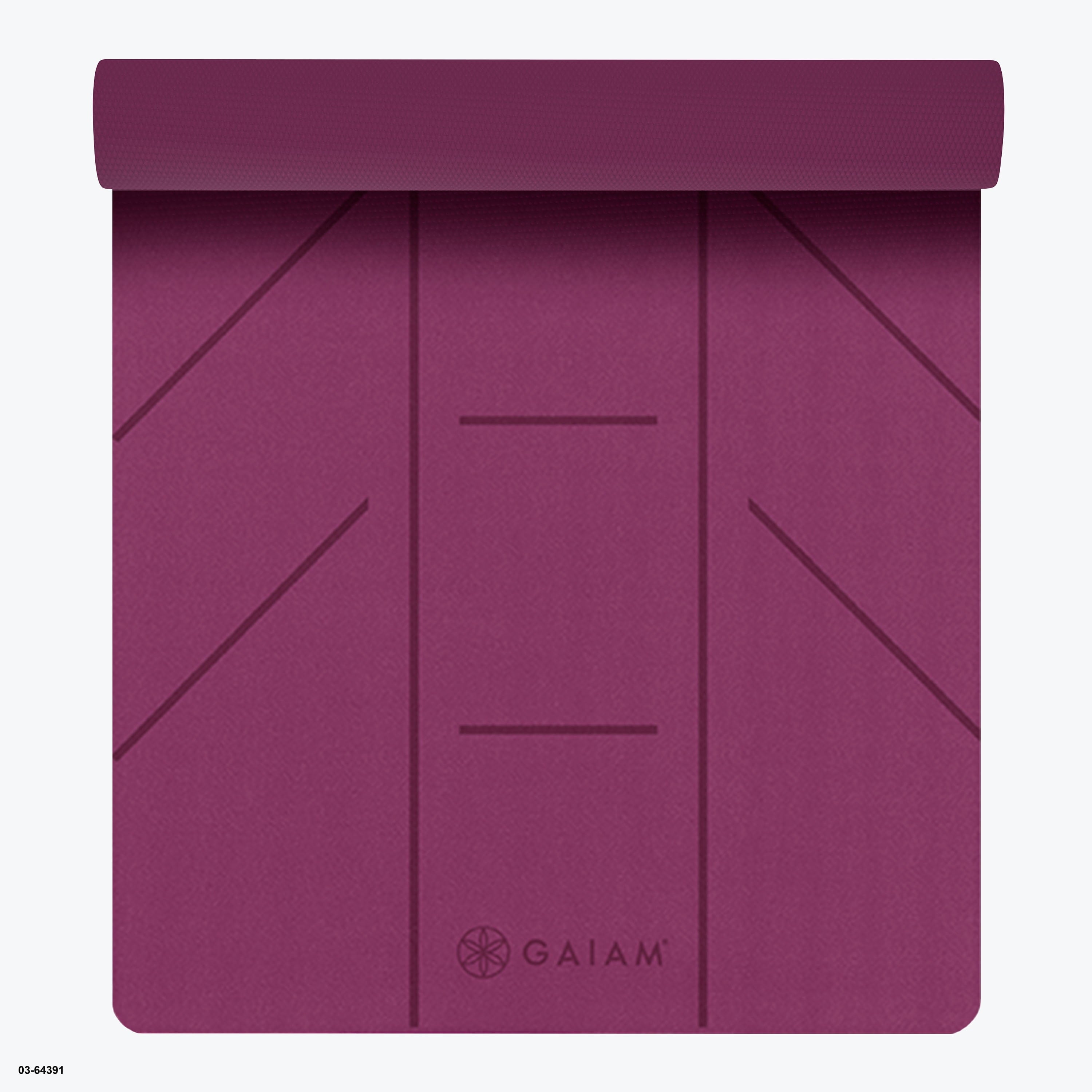 Gaiam Ultra-Sticky Alignment Yoga Mat, Fuchsia, 6mm Thickness, Made from PVC