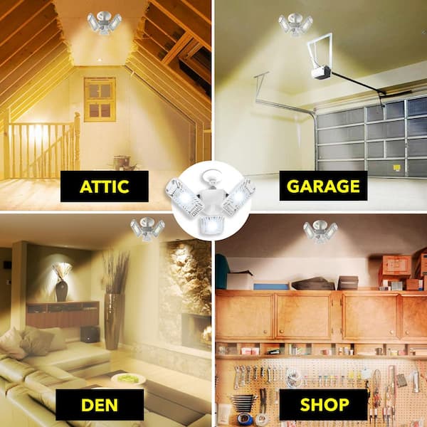 TriBurst 10.5 in. 144 High Intensity LED 4000 Lumens White Flush Mount Ceiling Light with 3 Adjustable Heads