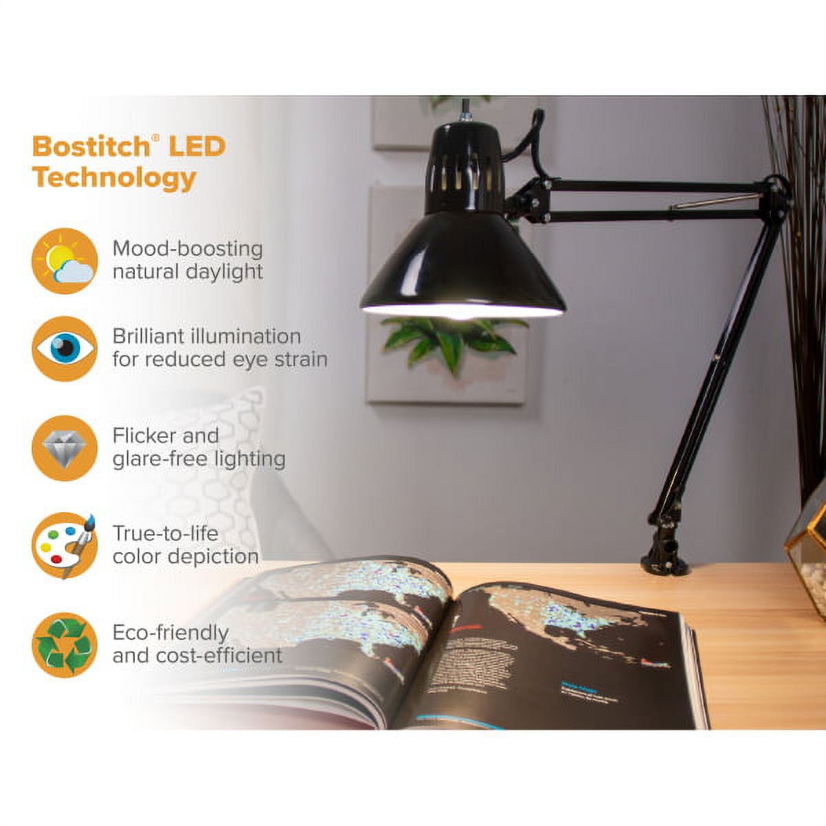 LED Swing Arm Desk Lamp with Clamp Mount, 36