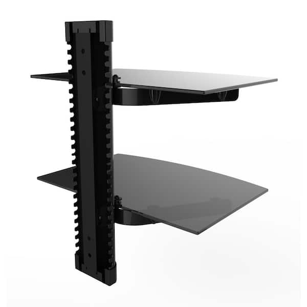 Heavy-Duty Double Tempered Glass AV Wall Shelf