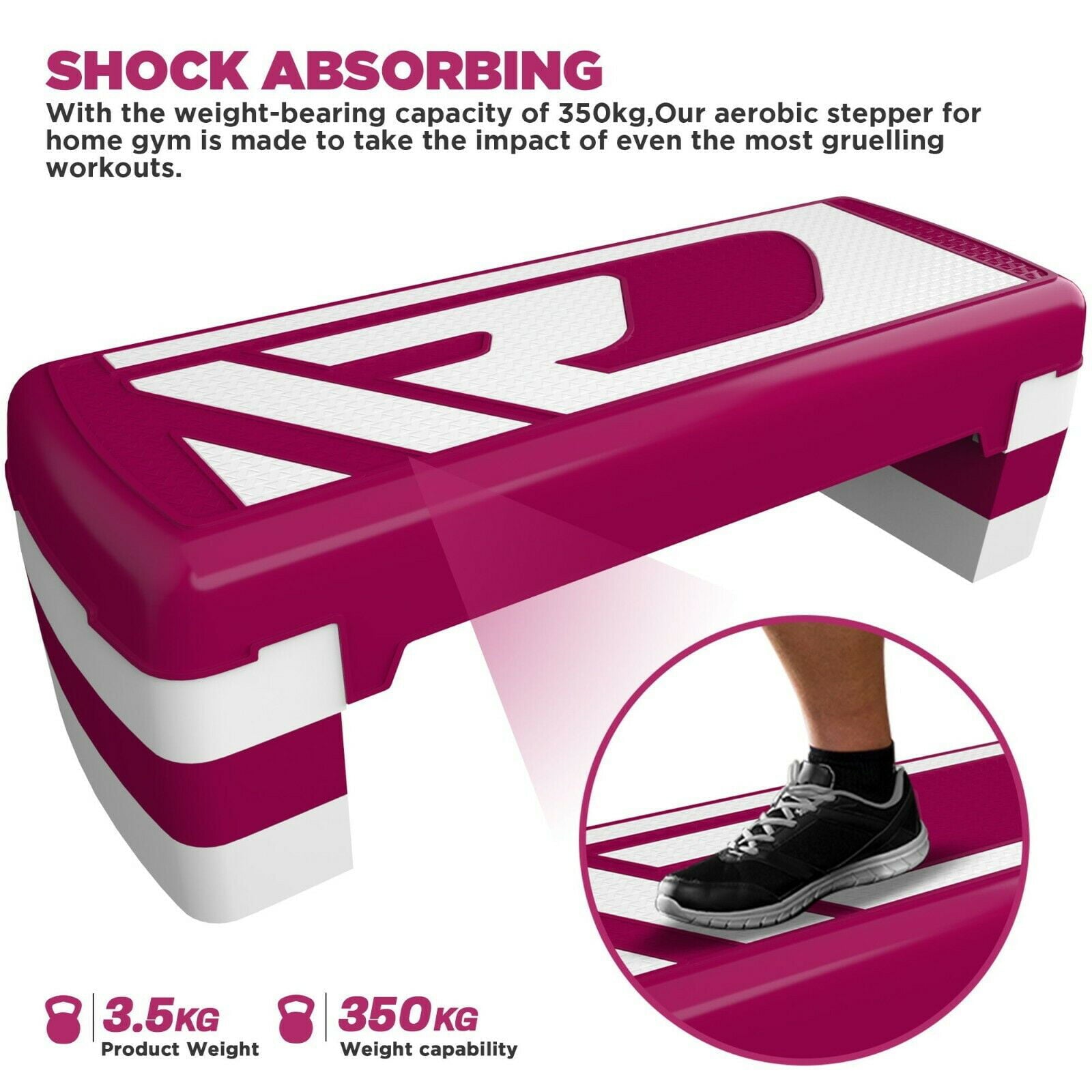 RDX Aerobic Stepper with 3 Adjustable Height Levels, 10cm 15cm 20cm Steps Raise Platform, Anti-Slip Fitness Step Board