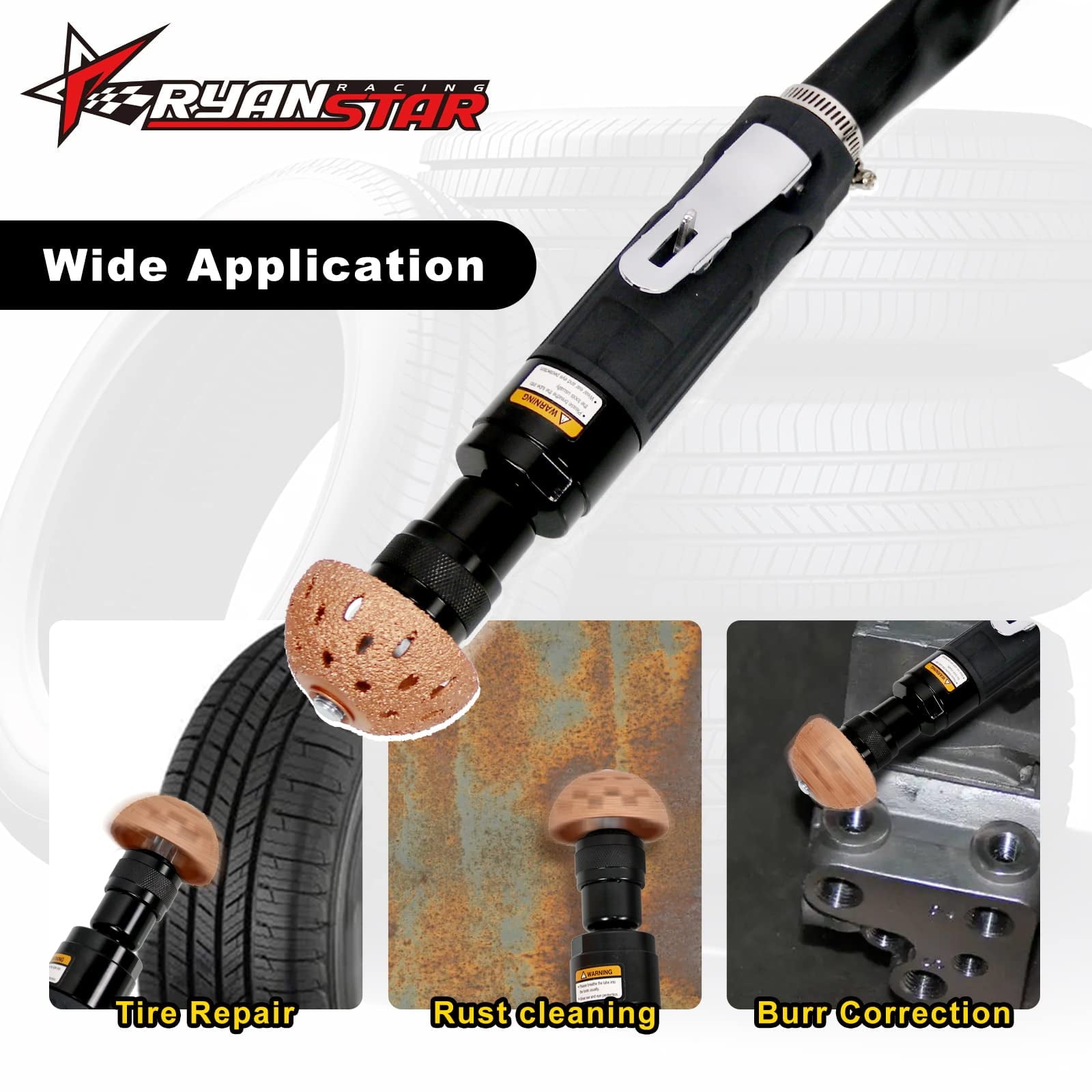 Ryanstar Racing 2500rpm Low Speed Air Tire Buffer Tire Repair Kit Polishing Cleaning Tool 35 mm